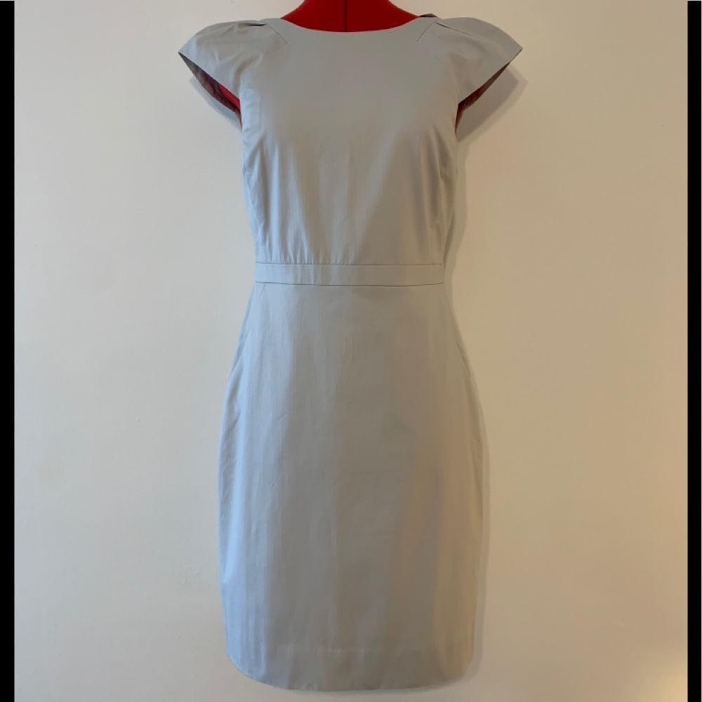J Crew Suiting Dress w/Cap Sleeves Blue/Gray Sz 0
